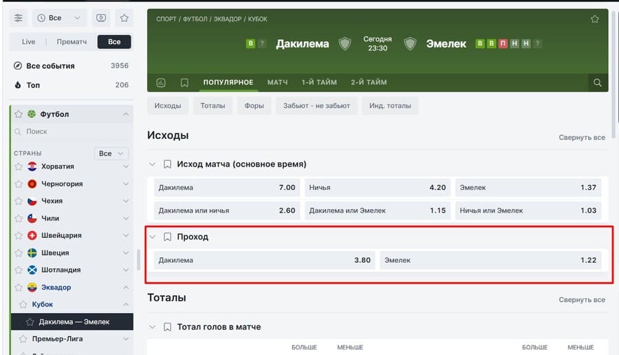 Проход команды в следующий раунд