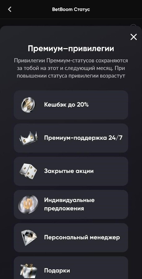 Premium-привилегии в букмекерской конторе