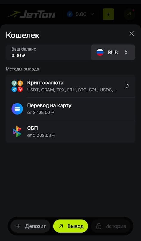 Вывод средств JetTon